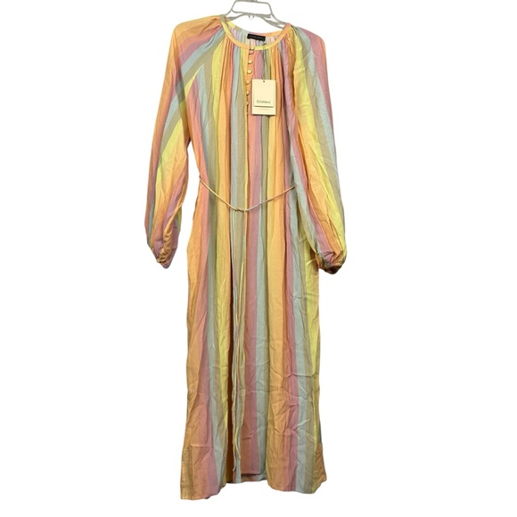 Stine Goya Elia Rainbow Striped Tied Belt Long Sleeve Dress - Picture 2 of 8